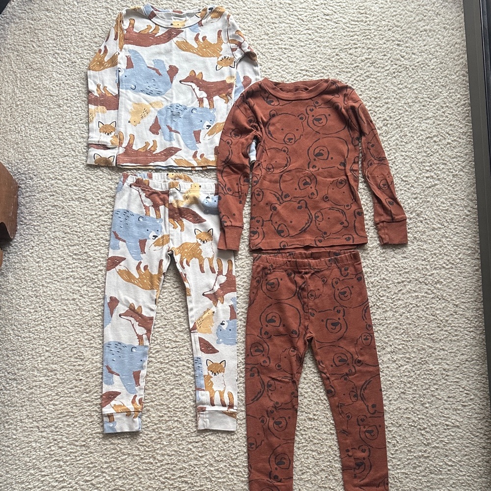 Carter's Brown Bear Pajama Set & Cream Animal Print Two-Piece Set